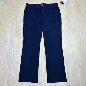 NWT CHAPS Blue Navy Mid Rise Crop Capri Straight Leg Office Pants Trousers 10